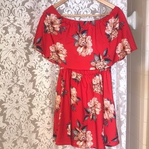 Floral off the shoulder dress!